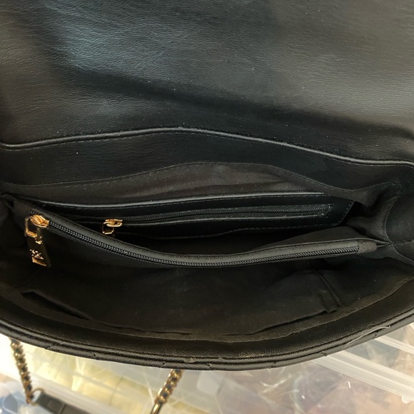 Badgley Mischka Collection Small Diamond Quilt Flap Crossbody Bag, Black/Gold - Picture 10 of 11